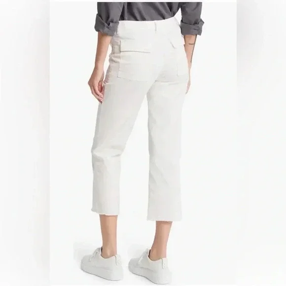 Frank & Eileen Blackstone Utility Pants Women 8 Chalk Italian Twill NWOT $298